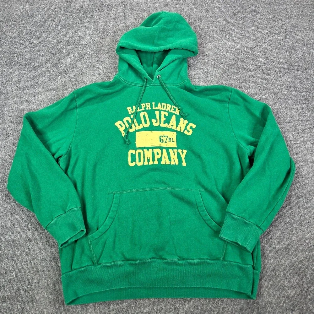 Vintage Y2k green Ralph Lauren Polo Jeans Company hoodie mens XL
